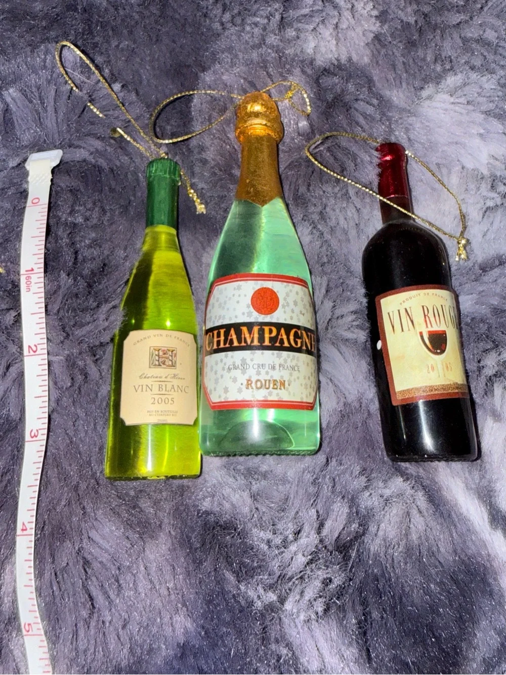 9 lot of Champagne Green & Gold Bottle Ornaments by Champagne